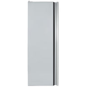 A silver Empura Refrigeration refrigerator is shown from the side, displaying a flat, smooth surface with a vertical handle along the right edge. No brand or features are visible, and the background is plain white.