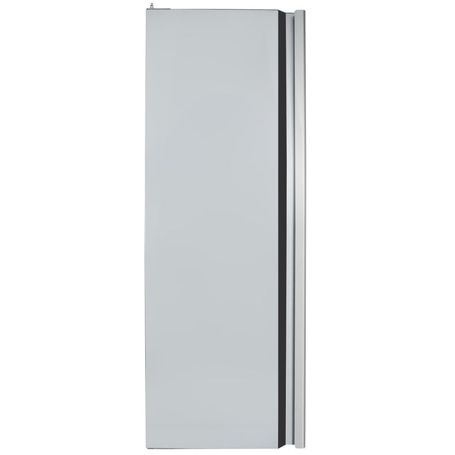 A silver Empura Refrigeration refrigerator is shown from the side, displaying a flat, smooth surface with a vertical handle along the right edge. No brand or features are visible, and the background is plain white.