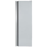 A side view of a silver, upright Empura Refrigeration unit with a vertical handle on the left edge. The smooth, plain surface and Door Right configuration stand out against the white background, emphasizing its simple, modern design.