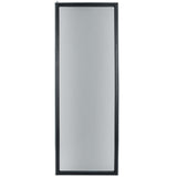 A tall, rectangular mirror with a simple, narrow black frame. Reminiscent of the clean lines found in Empura Refrigeration units, the mirror stands upright, reflecting a neutral, light gray surface with no visible background or objects.