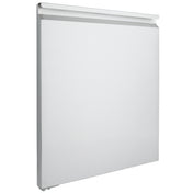 A plain, rectangular, white wall panel heater with clean, smooth edges and a slightly angled top. The surface is flat and featureless except for a narrow horizontal vent at the top edge—reminiscent of Empura Refrigeration’s minimalist style.