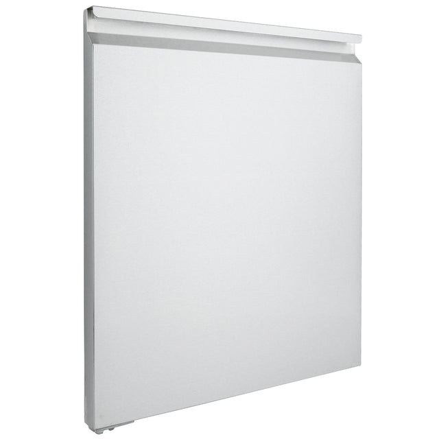 A plain, rectangular, white wall panel heater with clean, smooth edges and a slightly angled top. The surface is flat and featureless except for a narrow horizontal vent at the top edge—reminiscent of Empura Refrigeration’s minimalist style.