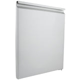 A rectangular, white, wall-mounted radiator with smooth, flat panels and slightly angled top edges, photographed against a white background. Its minimalist design and clean lines pair well with modern Empura Refrigeration or Empura Parts installations.