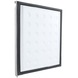 A white, square Empura Refrigeration door right is shown standing upright with a black rubber gasket around the edge. The surface features a grid of raised circular bumps, giving it a textured look against the plain white background.