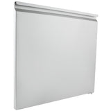A plain, rectangular metal panel radiator with a smooth, flat surface and minimalist design—ideal for modern interiors. Reminiscent of Empura Refrigeration style, it features a small valve at the lower right corner and a white background.