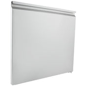 A plain, rectangular metal panel radiator with a smooth, flat surface and minimalist design—ideal for modern interiors. Reminiscent of Empura Refrigeration style, it features a small valve at the lower right corner and a white background.