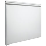 A plain, rectangular, flat white metal panel—likely a Door (Left) replacement—features a slightly raised edge along the top. The smooth, unadorned surface is photographed at an angle, highlighting its depth and suitability for Empura Refrigeration units.