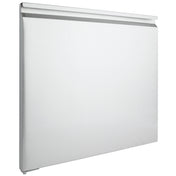 A plain, rectangular, flat white metal panel—likely a Door (Left) replacement—features a slightly raised edge along the top. The smooth, unadorned surface is photographed at an angle, highlighting its depth and suitability for Empura Refrigeration units.