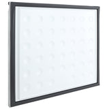 A rectangular white plastic panel with a raised dot pattern and a black frame around the edges, photographed against a plain white background. This clean Empura Refrigeration door (left) panel is angled slightly to the side.