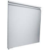 A flat, rectangular, metallic silver panel with a smooth surface and a slight ledge at the top, this Empura Refrigeration Door (Left) stands vertically against a white background with one small adjustable foot visible at the bottom left corner.
