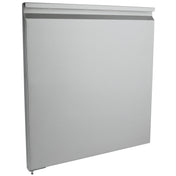 A rectangular, flat metal panel with a smooth, silver surface and a slight lip on the top edge. This Empura Refrigeration Door Left part stands upright against a white background, with no visible handles, patterns, or markings.