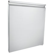 A modern, metallic silver wall-panel heater with a slim, rectangular design and a smooth, flat front surface. Similar to the sleek look of Empura Refrigeration units, its minimalist style and subtle vent ensure discreet indoor heating.