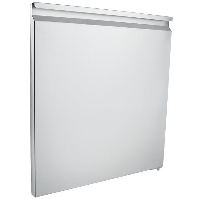 A modern, metallic silver wall-panel heater with a slim, rectangular design and a smooth, flat front surface. Similar to the sleek look of Empura Refrigeration units, its minimalist style and subtle vent ensure discreet indoor heating.