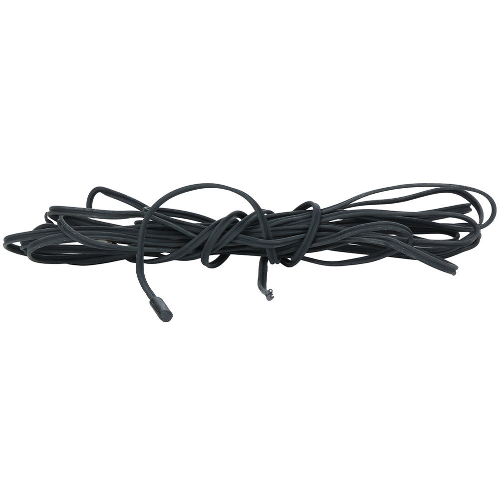 A long, coiled black rubber strip is shown against a white background. Both ends are visible, and the flexible, flat Empura Refrigeration material is commonly used for sealing or weatherstripping purposes.