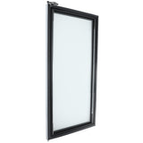 A single rectangular window with a black frame is shown tilted open, similar to a Door Right style. The window features clear glass and visible hinges and hardware on the side, suggesting it can swing outward for ventilation. The background is plain and white.