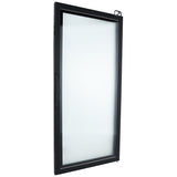 A single rectangular window with a black frame, slightly tilted backward. Similar to an Empura Refrigeration Door (Right), it features a handle on the left and a latch at the top right. The clear glass pane has no visible grid or decoration against a white background.