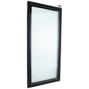 A single rectangular window with a black frame, slightly tilted backward. Similar to an Empura Refrigeration Door (Right), it features a handle on the left and a latch at the top right. The clear glass pane has no visible grid or decoration against a white background.