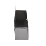 A stainless steel Speed Rail rectangular box with an open top and a slanted front edge, shown from a side angle against a plain white background. The box features smooth, clean lines, a modern industrial look, and is dishwasher safe.