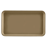 A rectangular, light brown Camtray made from high-impact fiberglass with rounded corners and slightly raised edges, shown from above on a white background. The smooth, empty tray is durable and dishwasher safe.
