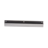 A 42 inch stainless steel wall-mounted shelf with a brushed finish, featuring a flat base, raised front edge, and three evenly spaced mounting holes along the back edge. The simple, modern design is perfect for use as a speed rail or storage solution.