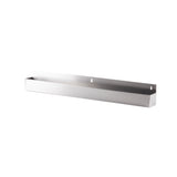A 42 inch long, rectangular speed rail wall shelf crafted from stainless steel with a slim profile and slightly raised back edge. Two keyhole slots on the back suggest it is designed for wall mounting against a plain white background.
