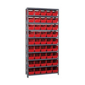 Quantum 1275-202_RED - Shelving Unit, 12"D X 36"L X 75"H, Heavy Duty