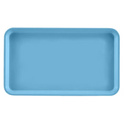 A rectangular, light blue Camtray with slightly raised edges and rounded corners, viewed from above against a plain white background. This high-impact fiberglass tray is empty and has a smooth, matte finish.