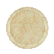 A round, cream-colored marble Serving Camtray with light brown veining patterns throughout its smooth surface, viewed from above against a plain white background. Durable and dishwasher safe for effortless cleaning.