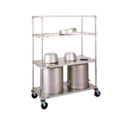 Metro PR48ES Mobile Pot & Pan Rack 48"W X 24"D X 68"H (4) Shelves Solid Embossed Stainless Steel (2) 5MP Polyurethane Swivel Casters & (2) 5MPB Polyurethane Swivel Casters With Brake