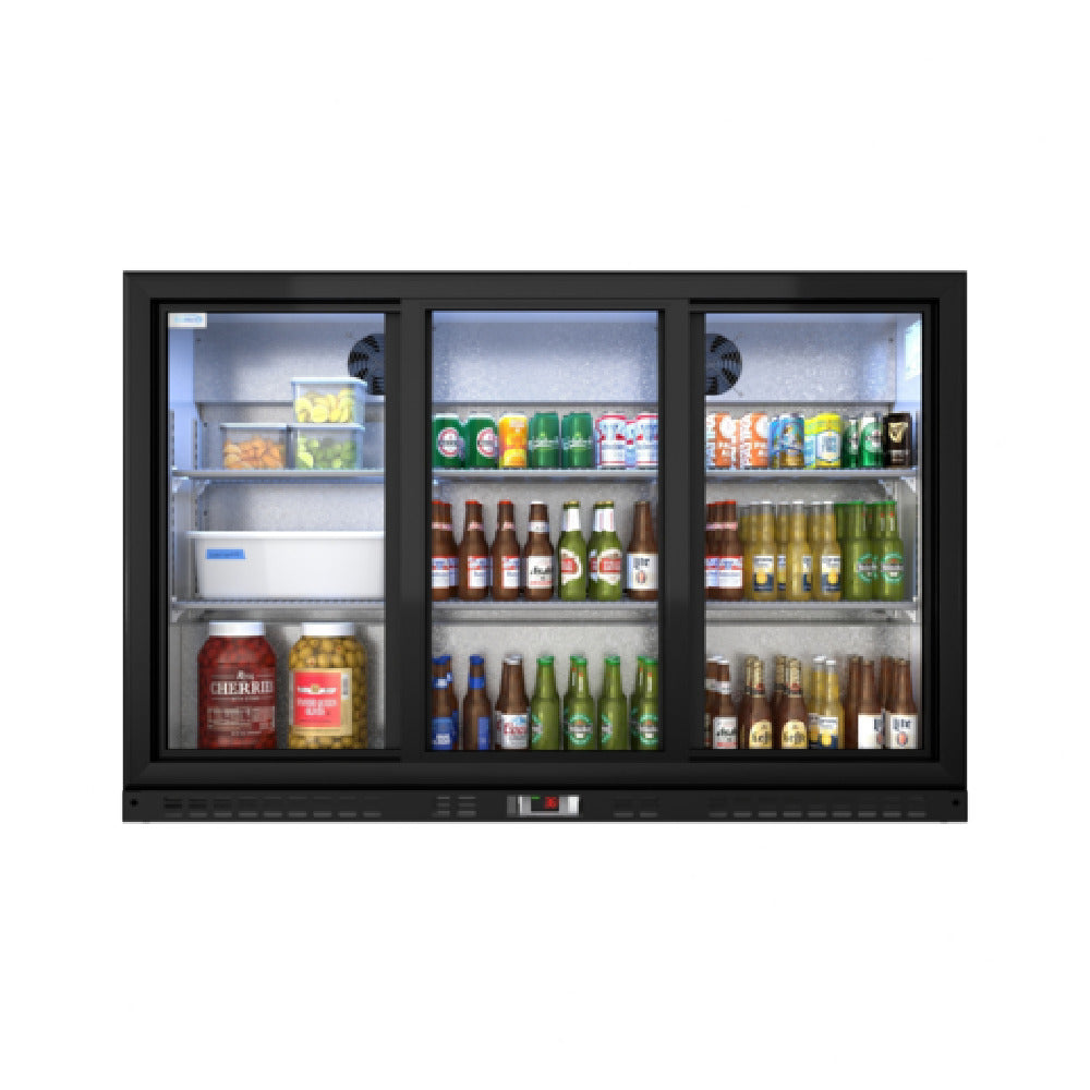 Koolmore BC-3DSL-BK - Back Bar Refrigerator, Three-section, 53-1/10"W X 20-1/2"D X 35-2/5"H