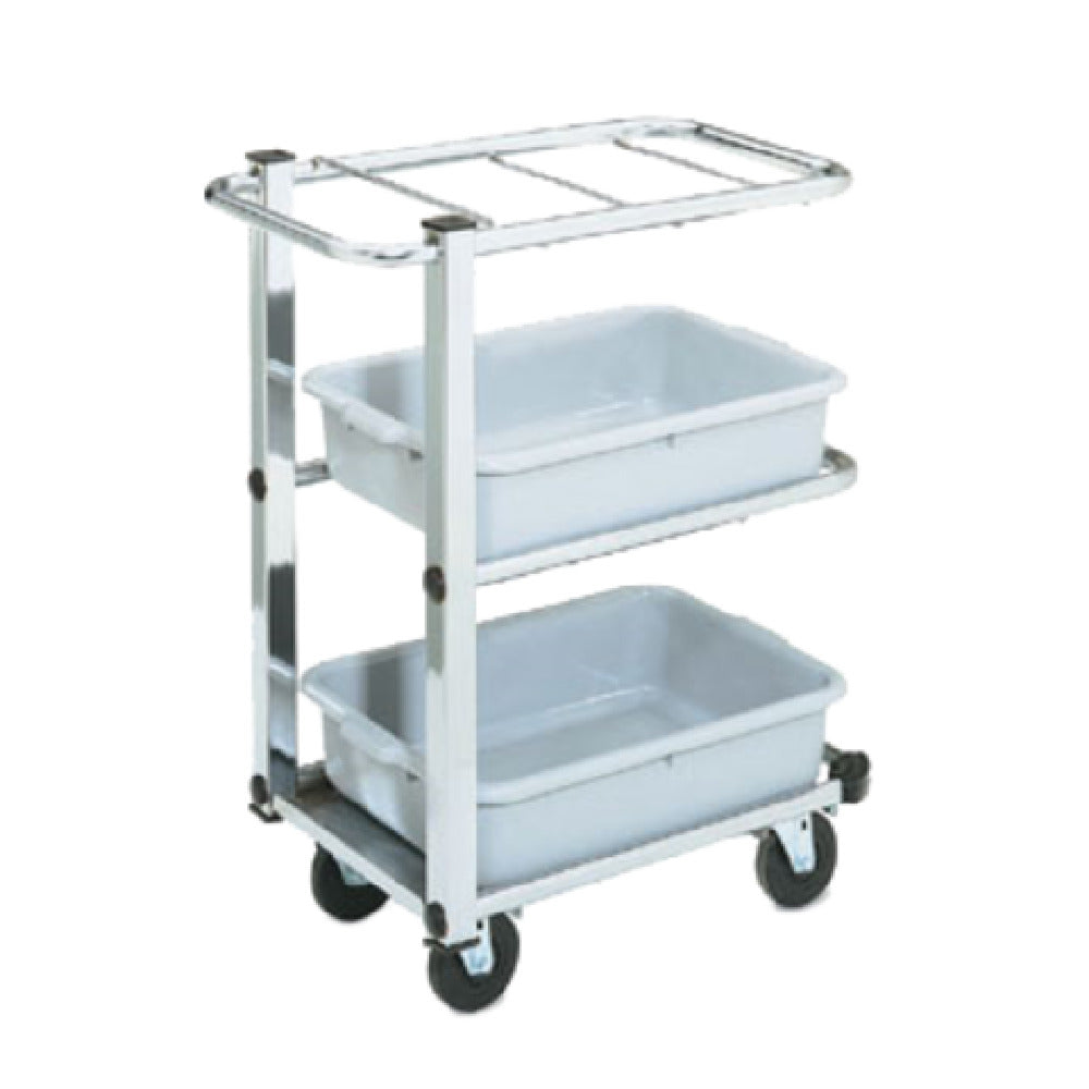 Vollrath 97186 Utility Carts Single Cantilever Tubular Steel With Three Chrome Shelves-hold Up To 3 Standard Tote Boxes 5" Or 7" Deep