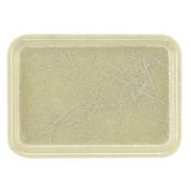 A rectangular, beige-colored Camtray made of high-impact fiberglass with rounded corners and visible, random white fibers that create a textured, web-like look. This dishwasher safe tray is set against a plain white background.