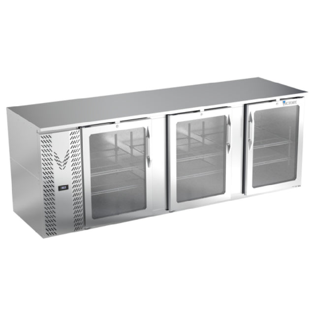 Victory VBB94HC-G-S - Back Bar Refrigerator, Three-section, 94"W X 29-11/16”D X 34"H
