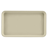A rectangular beige Serving Camtray with rounded corners and raised edges, shown from a top-down view on a plain white background. This durable fiberglass tray features a smooth, simple design with no patterns or decorations and is dishwasher safe.