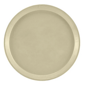A round, flat Serving Camtray with a smooth matte finish and slightly raised edge. Made of durable fiberglass, this dishwasher safe tray is viewed from above against a white background, filling most of the image.