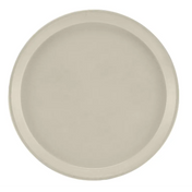 A plain, round, beige fiberglass tray with a shallow lip. The surface is smooth and unadorned, and the Serving Camtray is photographed from directly above, centered against a white background.