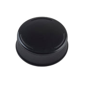 A black plastic Invertatop End Cap with a smooth, slightly domed top and textured sides for grip. Three short, raised ridges are evenly spaced on the top surface. Commonly used for squeeze bottles, it is photographed on a white background.
