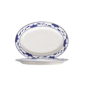 CAC China 103-61 Blue Lotus Platter 16"L X 11-1/8"W X 1-3/8"H Oval