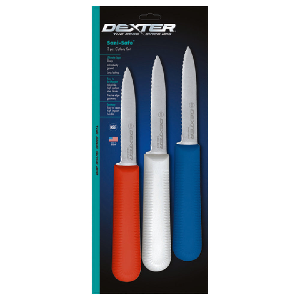 Dexter 15423 Sani-Safe® (S104SC-3RWC) Paring Knife 3-1/4" Scalloped Edge