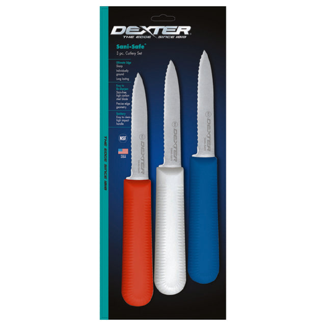 Dexter 15423 Sani-Safe® (S104SC-3RWC) Paring Knife 3-1/4" Scalloped Edge