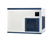 A white and blue wall-mounted air purifier with a digital display panel, control buttons, and a front air vent. Featuring an air-cooled system, its modern rectangular design fits indoor spaces. The “Primoair” logo sits on the upper left.