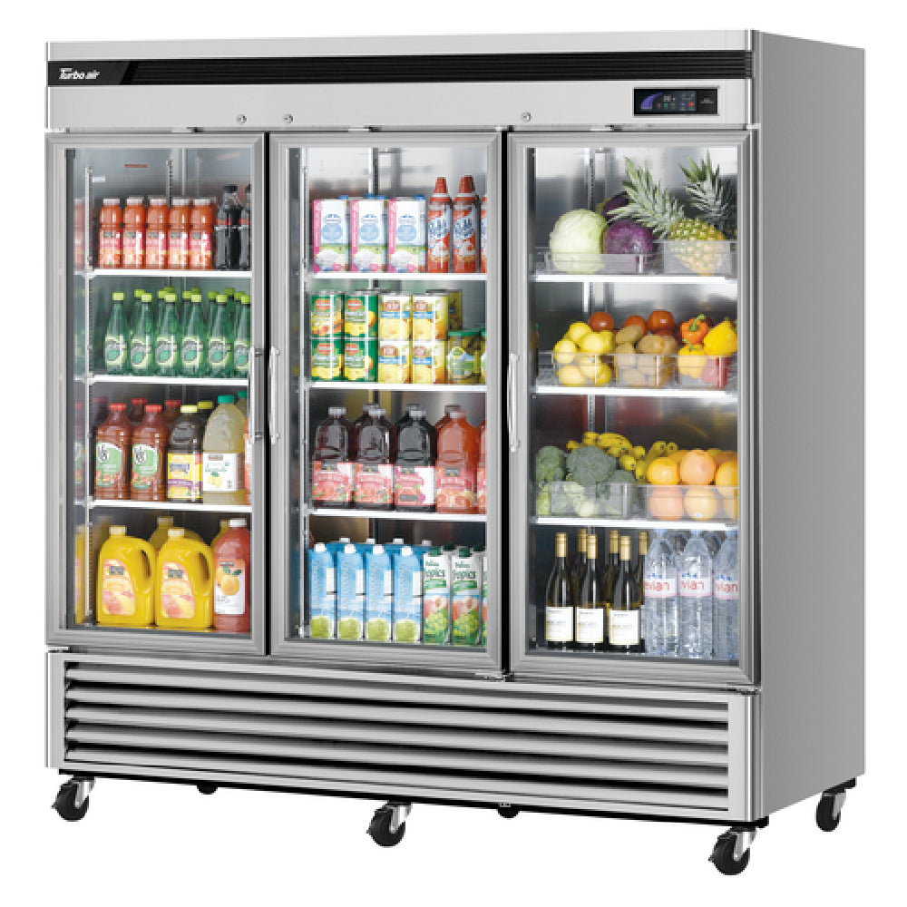 Turbo Air TSR-72GSD-N Super Deluxe Glass Door Refrigerator Three-section 81-7/8"W X 31-7/8"D X 83-1/4"H