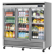 Turbo Air TSR-72GSD-N Super Deluxe Glass Door Refrigerator Three-section 81-7/8"W X 31-7/8"D X 83-1/4"H