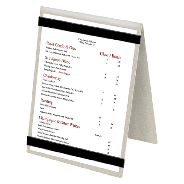 Menu Solutions MTDBL-57-RB_SWIRL Table Tent Holds 5" X 7" Insert Double Sided