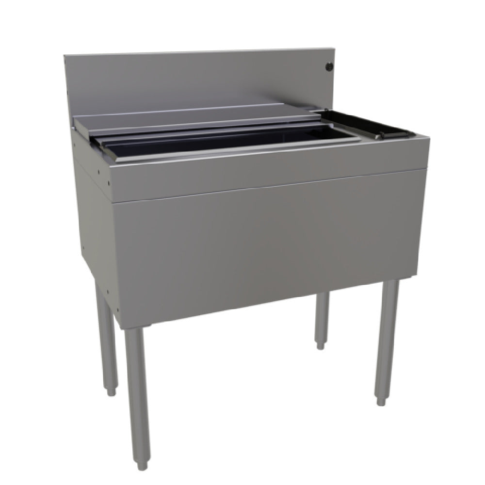 Glastender CBA-30R3-CP10 Underbar Ice Bin/Cocktail Unit With Bottle Well Storage