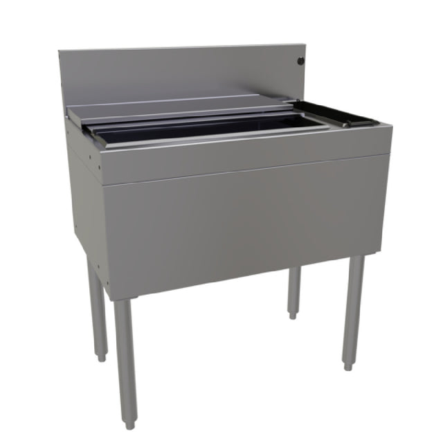 Glastender CBA-30R3-CP10 Underbar Ice Bin/Cocktail Unit With Bottle Well Storage