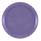 A round, plain Serving Camtray in a solid lavender purple color is shown from a top-down view. The fiberglass tray has a slightly raised rim and a smooth surface with no patterns or decorations. The background is white.