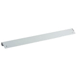 A long, flat, rectangular aluminum panel with a smooth silver finish, small holes near each end, and slightly angled corners—ideal for use as an order rack—shown isolated on a white background.