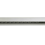 A close-up image of a white rectangular air vent with a row of round, evenly spaced openings visible through the central horizontal slot, set against a plain white background. The aluminum finish gives it a clean and modern appearance.