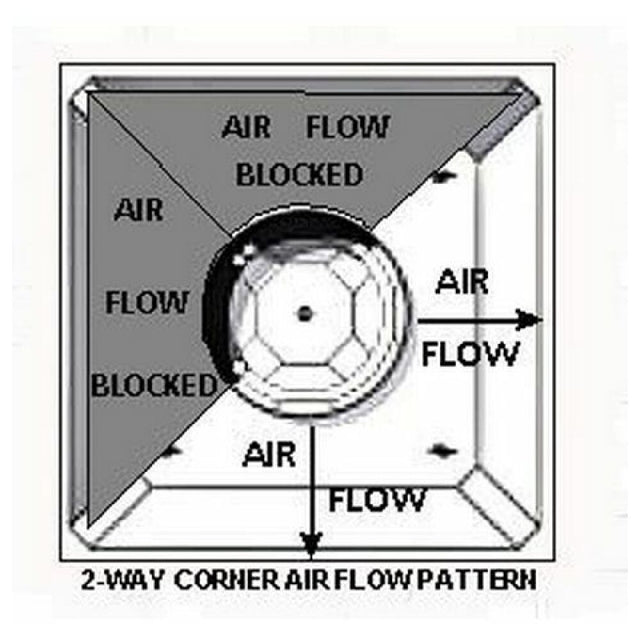 AllPoints 5561079 Air Diffuser 2way Crnr (16"neck White 24"sq)